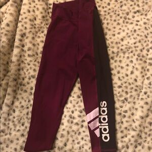 Adidas Red and Black Leggings Stretchy Athletic Wear